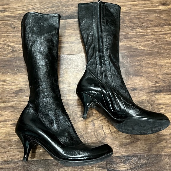 Baldinini Black Patent Leather Knee Boots EU